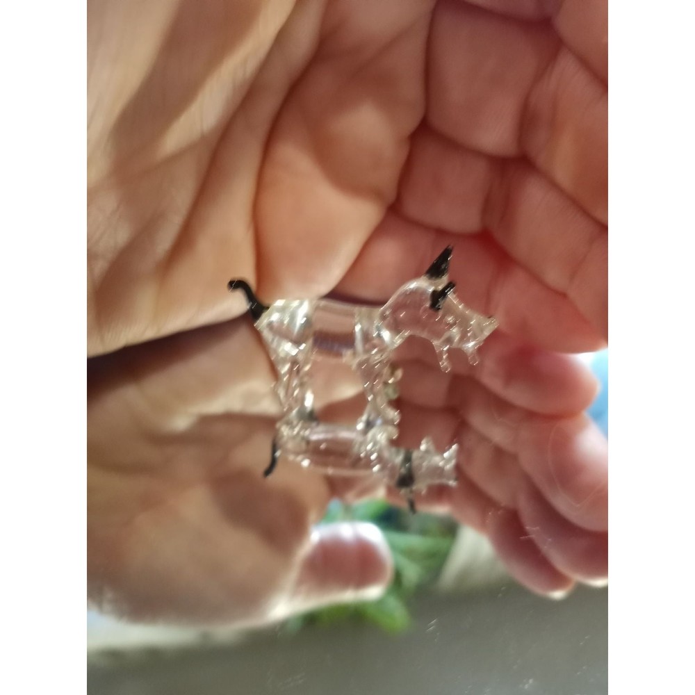 Vintage glass hand blown mini dog (schnauzer dog)